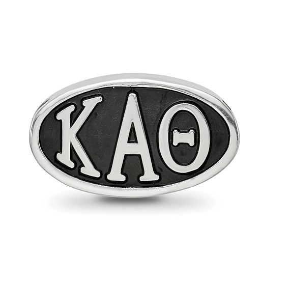 Sterling Silver LogoArt Kappa Alpha Theta Sorority Greek Letters Enameled Oval Bead