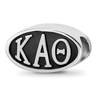 Sterling Silver LogoArt Kappa Alpha Theta Sorority Greek Letters Enameled Oval Bead view 1