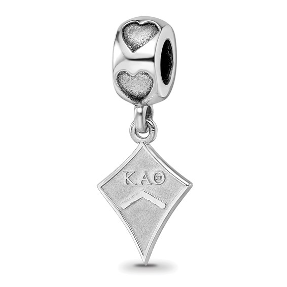 Sterling Silver Rhodium-plated LogoArt Kappa Alpha Theta Kite Heart Bead