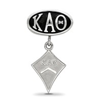 Sterling Silver LogoArt Kappa Alpha Theta Sorority Greek Letters Enameled Oval with Kite Dangle Bead view 3