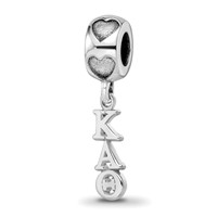 Sterling Silver RH-Plate LogoArt Kappa Alpha Theta Vertical Letters Heart B view 1