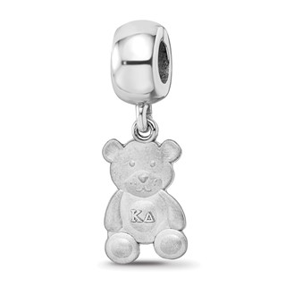 Sterling Silver Rhodium-plated LogoArt Kappa Delta Teddy Bear on Bead