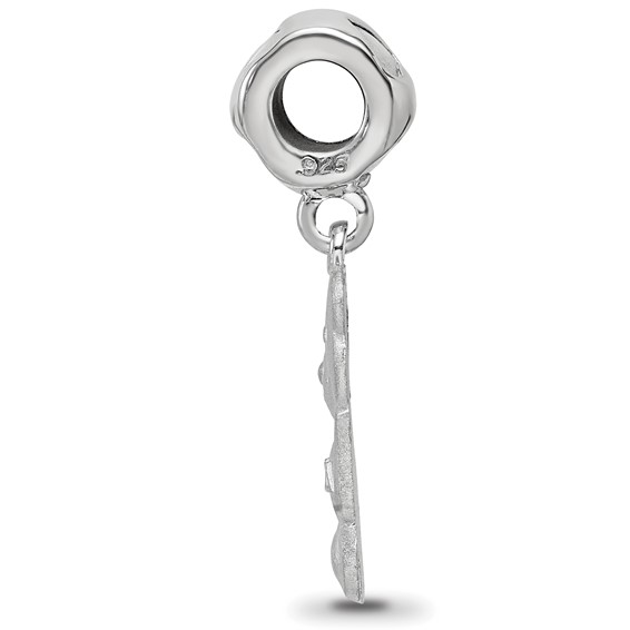 Sterling Silver Rhodium-plated LogoArt Kappa Delta Teddy Bear Heart Bead