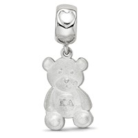 Sterling Silver Rhodium-plated LogoArt Kappa Delta Teddy Bear Heart Bead view 3