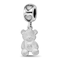 Sterling Silver Rhodium-plated LogoArt Kappa Delta Teddy Bear Heart Bead view 1
