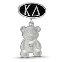 Sterling Silver LogoArt Kappa Delta Sorority Greek Letters Enameled Oval with Teddy Bear Dangle Bead view 3
