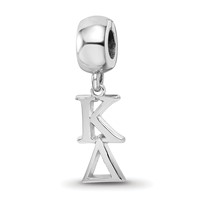 Sterling Silver Rhodium-plated LogoArt Kappa Delta Vertical Letters on Bead view 1