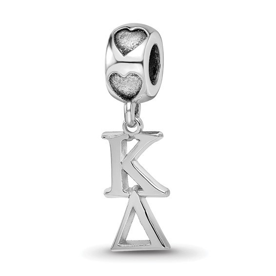 Sterling Silver Rhodium-plated LogoArt Kappa Delta Vertical Letters on Hear
