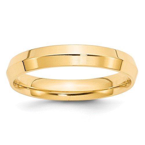 14K Yellow Gold 4mm Knife Edge Comfort Fit Wedding Band, Size 7