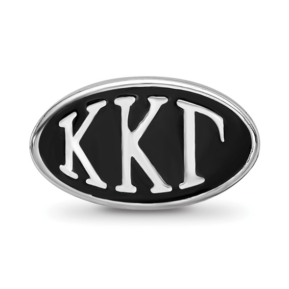 Sterling Silver LogoArt Kappa Kappa Gamma Sorority Greek Letters Enameled Oval Bead