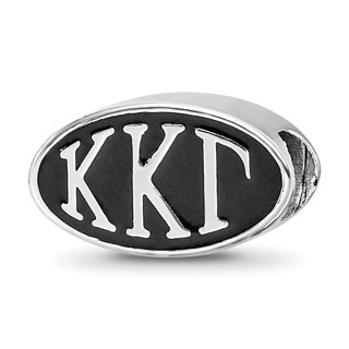 Sterling Silver LogoArt Kappa Kappa Gamma Sorority Greek Letters Enameled Oval Bead