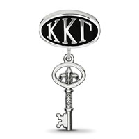 Sterling Silver LogoArt Kappa Kappa Gamma Sorority Greek Letters Enameled Oval with Key Dangle Bead view 2