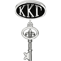 Sterling Silver LogoArt Kappa Kappa Gamma Sorority Greek Letters Enameled Oval with Key Dangle Bead view 3
