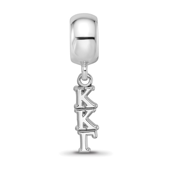 Sterling Silver RH-plate LogoArt Kappa Kappa Gamma Vertical Letter Bead