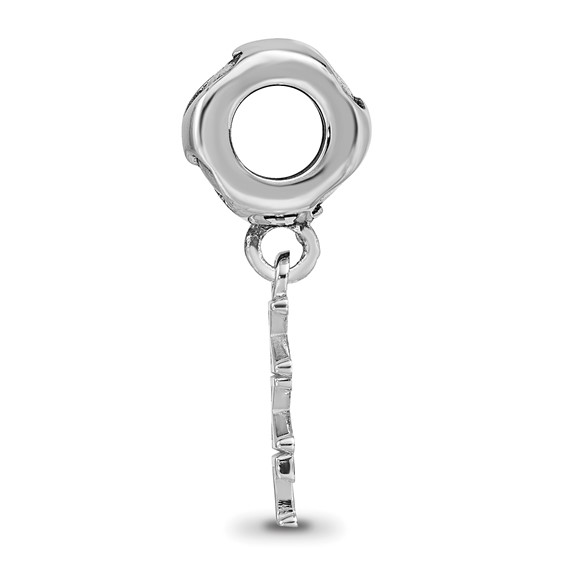 Sterling Silver RH-plate LogoArt Kappa Kappa Gamma Vertical w/ Heart Bead