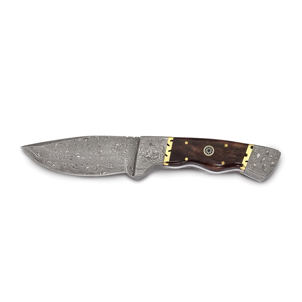 Damascus Steel 256 Layer Fixed Blade Tinted Camel Bone Handle Knife