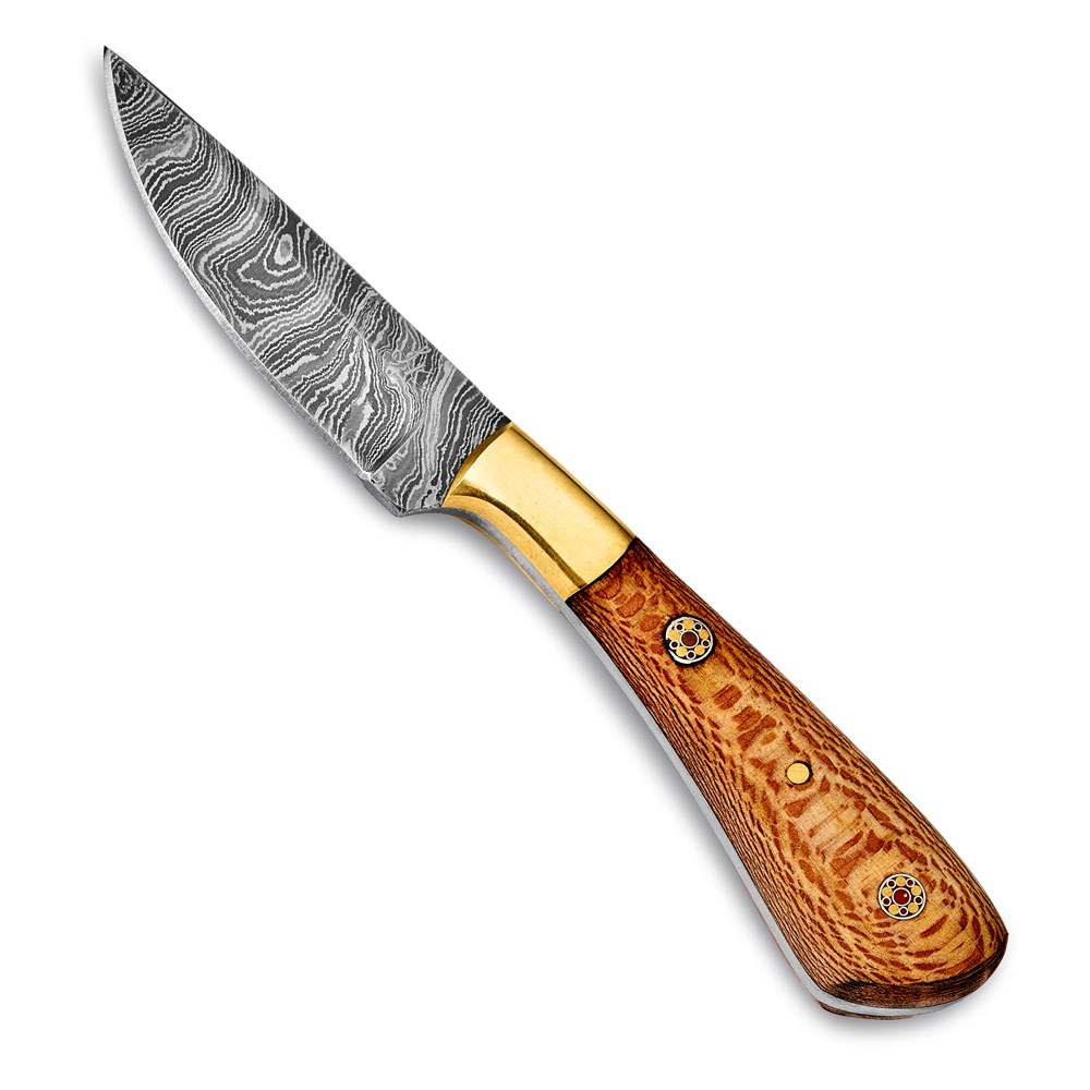 Damascus Steel 256 Layer Fixed Blade Chinar Wood & Mosaic Pin Handle Knife