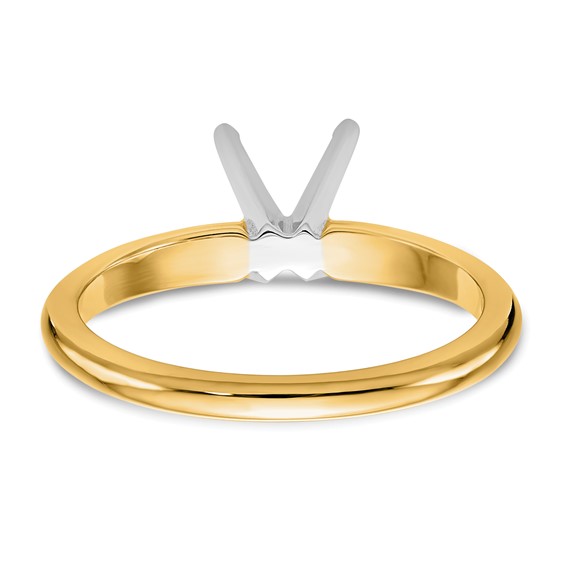 14k Two-Tone 1/2 carat Lightweight Half-Round 4-Prong Round Solitaire Ring Mounting