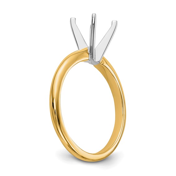 14k Two-Tone 1/2 carat Lightweight Half-Round 4-Prong Round Solitaire Ring Mounting