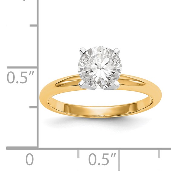 14k Two-Tone 1/2 carat Lightweight Half-Round 4-Prong Round Solitaire Ring Mounting