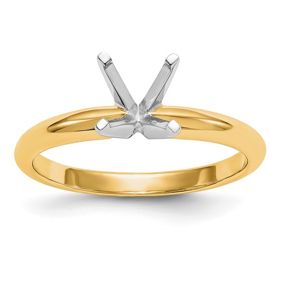 14k Two-Tone 1/2 carat Lightweight Half-Round 4-Prong Round Solitaire Ring Mounting