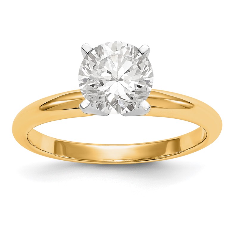 14k Two-tone 1/2 carat VS/SI+ G+ Lab Grown Diamond Lightweight Round 4 Prong Solitaire Engagement Ring