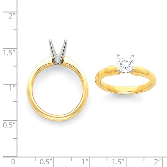 14k Two-Tone 2ct. Heavy-Weight 4-Prong Solitaire Mounting