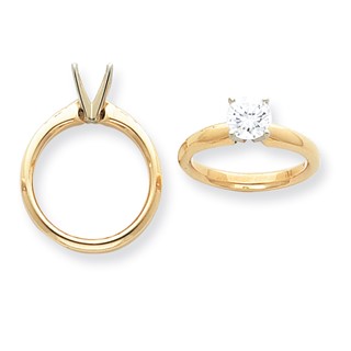 14k Two-Tone 2ct. Heavy-Weight 4-Prong Solitaire Mounting