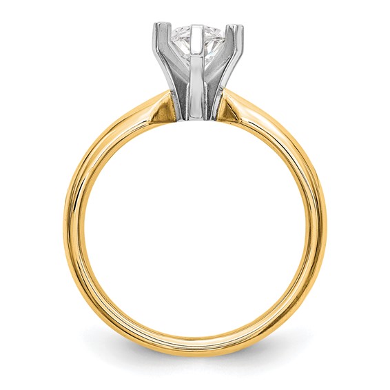 14k Two-Tone 1.5 carat Medium-Weight Comfort-Fit 6-Prong Tulip-Head Marquise Solitaire Ring Mounting