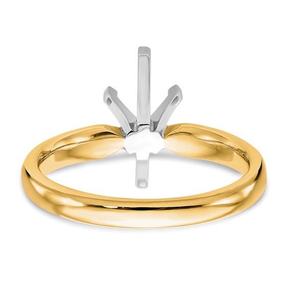 14k Two-Tone 1.5 carat Medium-Weight Comfort-Fit 6-Prong Tulip-Head Marquise Solitaire Ring Mounting