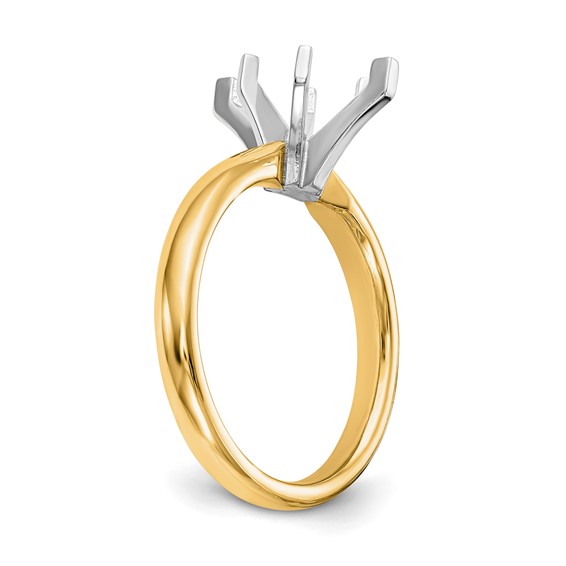14k Two-Tone 1.5 carat Medium-Weight Comfort-Fit 6-Prong Tulip-Head Marquise Solitaire Ring Mounting