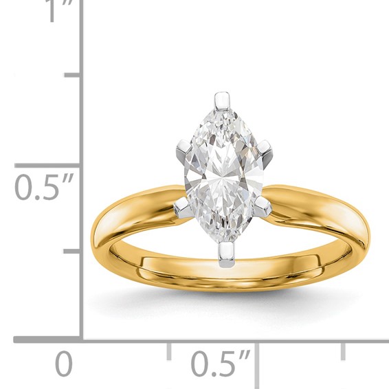 14k Two-Tone 1.5 carat Medium-Weight Comfort-Fit 6-Prong Tulip-Head Marquise Solitaire Ring Mounting