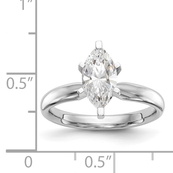 14k White Gold 1/2 carat Medium-Weight Comfort-Fit 6-Prong Tulip-Head Marquise Solitaire Ring Mounting