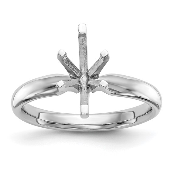14k White Gold 1/2 carat Medium-Weight Comfort-Fit 6-Prong Tulip-Head Marquise Solitaire Ring Mounting