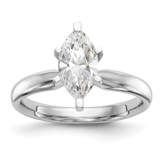14k White Gold 1/2 carat Medium-Weight Comfort-Fit 6-Prong Tulip-Head Marquise Solitaire Ring Mounting