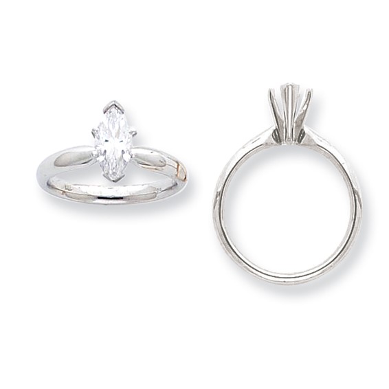 14k White Gold 1/2ct. V-End Comfort-Fit Marquise Solitaire Mounting