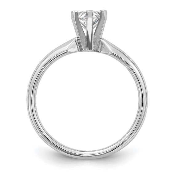 14k White Gold 2 carat Medium-Weight Comfort-Fit 6-Prong Tulip-Head Pear Solitaire Ring Mounting