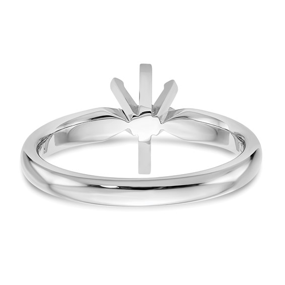 14k White Gold 2 carat Medium-Weight Comfort-Fit 6-Prong Tulip-Head Pear Solitaire Ring Mounting