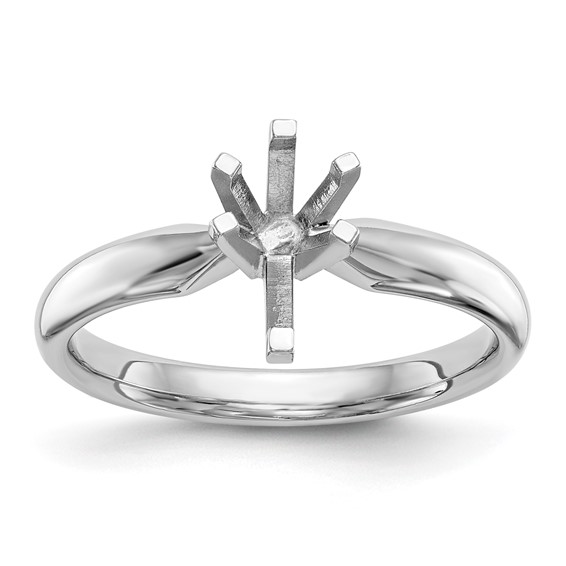 14k White Gold 2 carat Medium-Weight Comfort-Fit 6-Prong Tulip-Head Pear Solitaire Ring Mounting