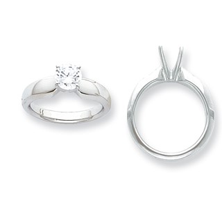 14k White Gold 2ct. Extra Heavy-Weight 4-Prong Solitaire Mounting
