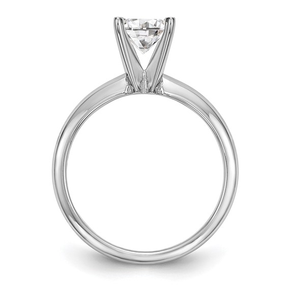 14k White Gold 2 carat Lightweight Half-Round 4-Prong Round Solitaire Ring Mounting