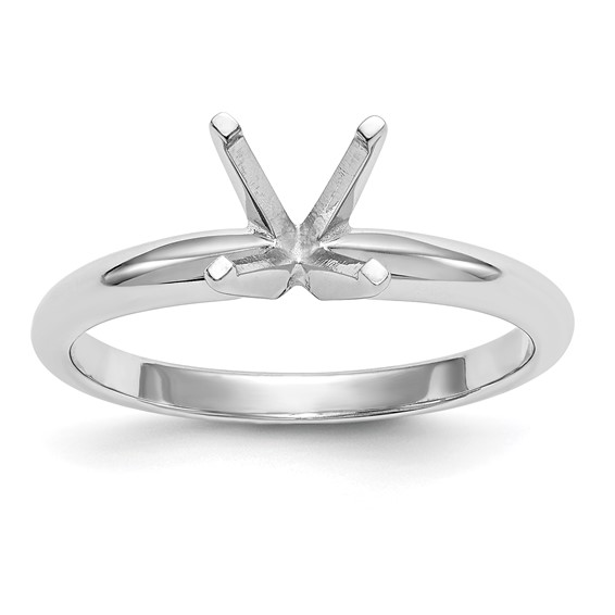 14k White Gold 2 carat Lightweight Half-Round 4-Prong Round Solitaire Ring Mounting