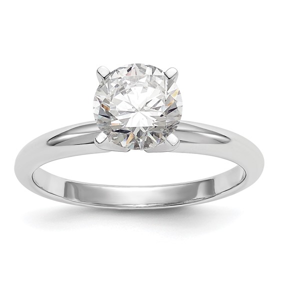 14k White Gold 2 carat Lightweight Half-Round 4-Prong Round Solitaire Ring Mounting