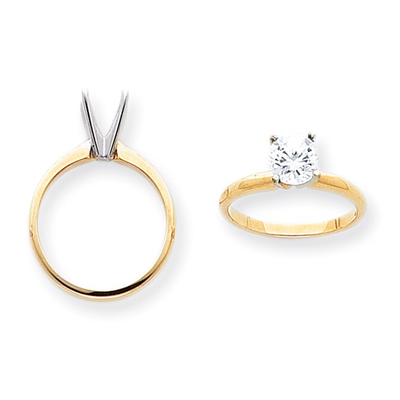 14kTwo-Tone 3/16ct.LightWeight Pointed-Shoulder 4-Prong Mounting