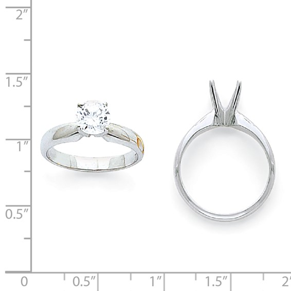 14k White Gold 2ct. Heavy-Weight Half-Round 4-Prong Mounting