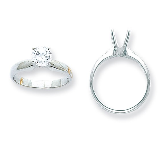 14k White Gold 2ct. Heavy-Weight Half-Round 4-Prong Mounting