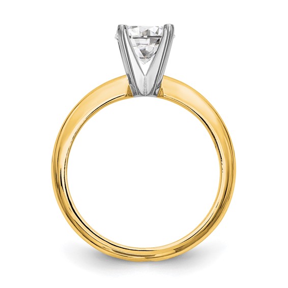 14k Two-Tone 3/16 carat Heavy-Weight Half-Round 4-Prong Round Solitaire Ring Mounting