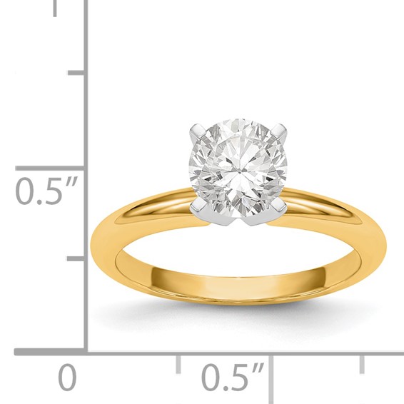 14k Two-Tone 3/16 carat Heavy-Weight Half-Round 4-Prong Round Solitaire Ring Mounting