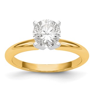14k Two-Tone 1/8 carat Heavy-Weight Half-Round 4-Prong Round Solitaire Ring Mounting