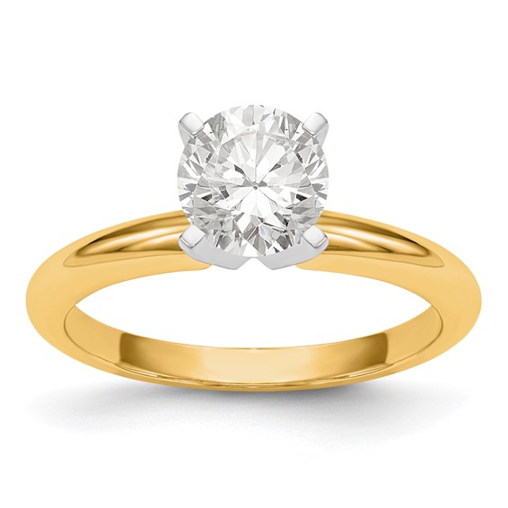 14k Two-Tone 1.25 carat Heavy-Weight Half-Round 4-Prong Round Solitaire Ring Mounting
